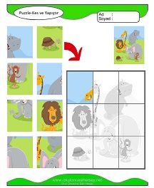 Puzzle Kes Yapıştır Çalışma Sayfaları